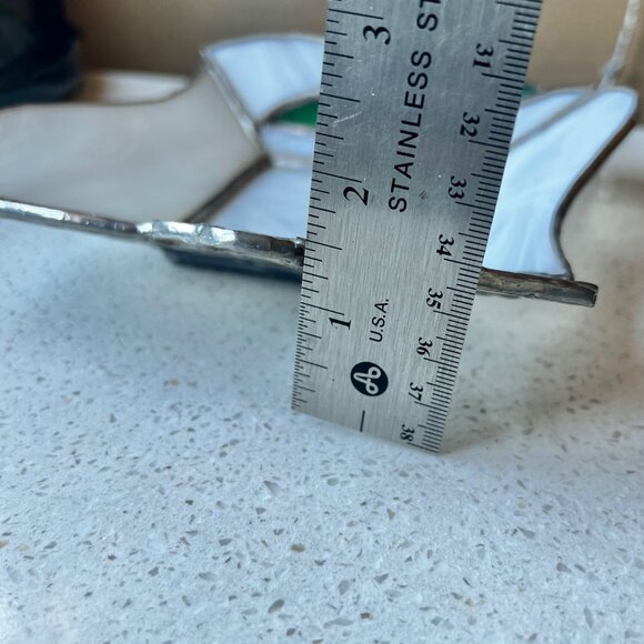 Stained Glass Decorative Bowl With Floral Design & Iridescent Accents - Picture 3 of 4